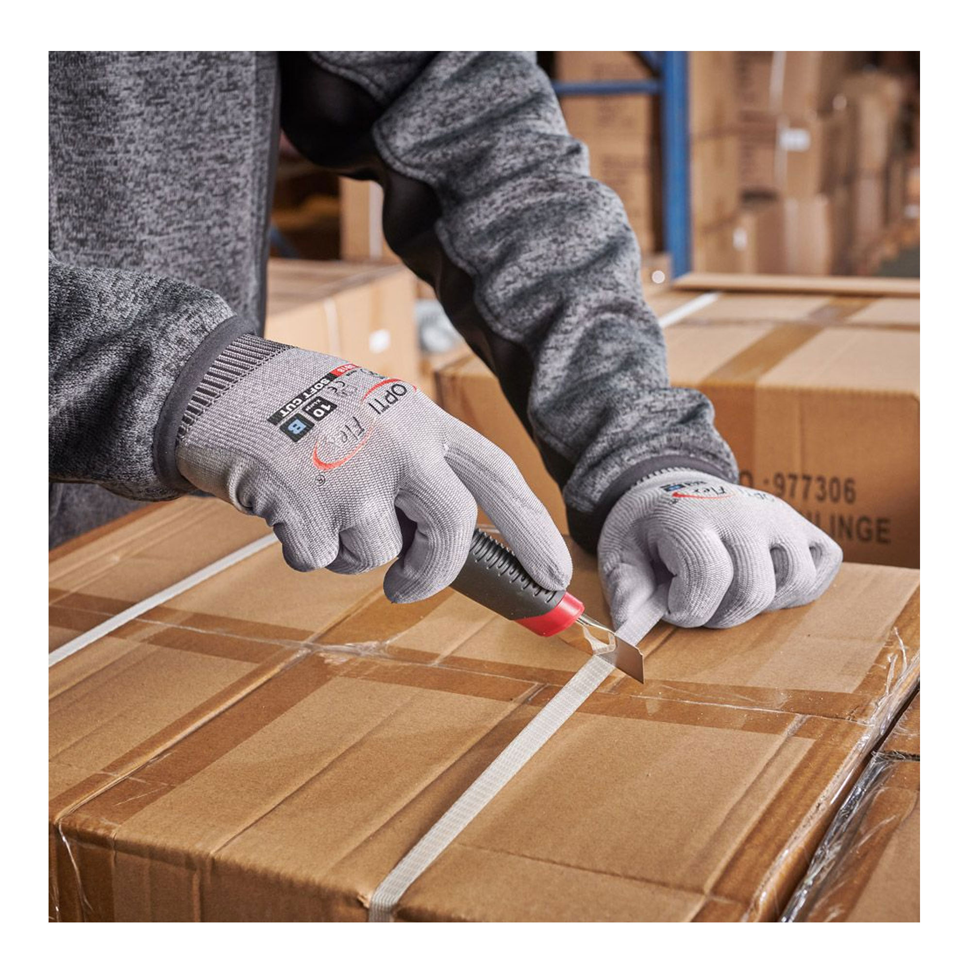 Optiflex Soft Cut  0818 Schnittschutzhandschuhe mit Polyurethan-Beschichtung grau, VE 60 Paar